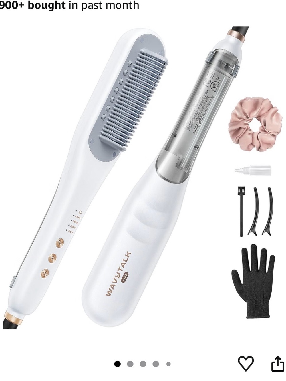 Wavytalk White Ceramic Hair Straightening Brush with Accessories